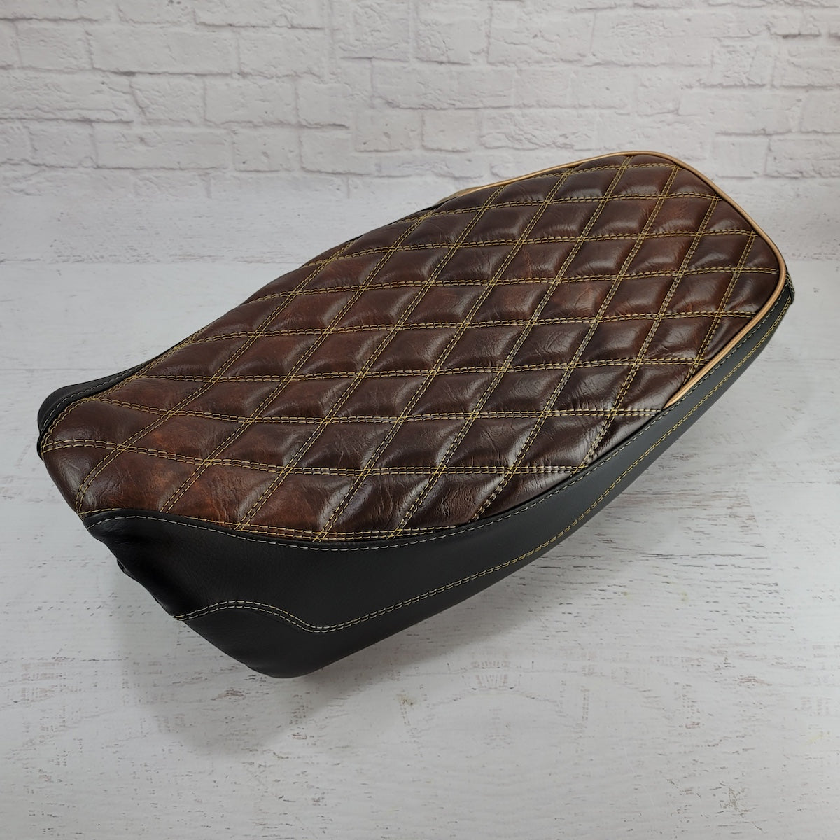 Honda Grom Tobacco Diamond Seat Cover, handmade Honda Grom seat cover by Cheeky Seats, featured product view