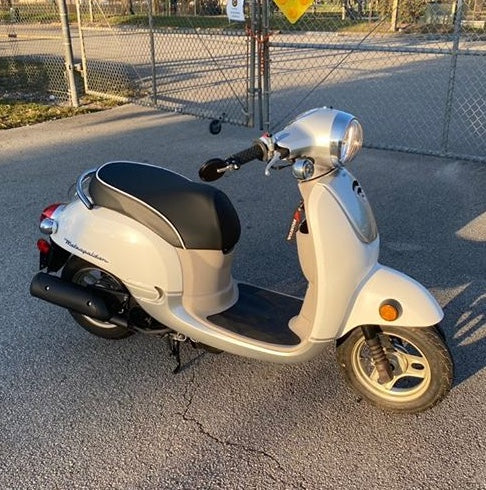 READY TO SHIP! Honda Metropolitan CH50 Perf Combo Seat Cover, handmade Honda Metropolitan seat cover by Cheeky Seats, product detail view 3
