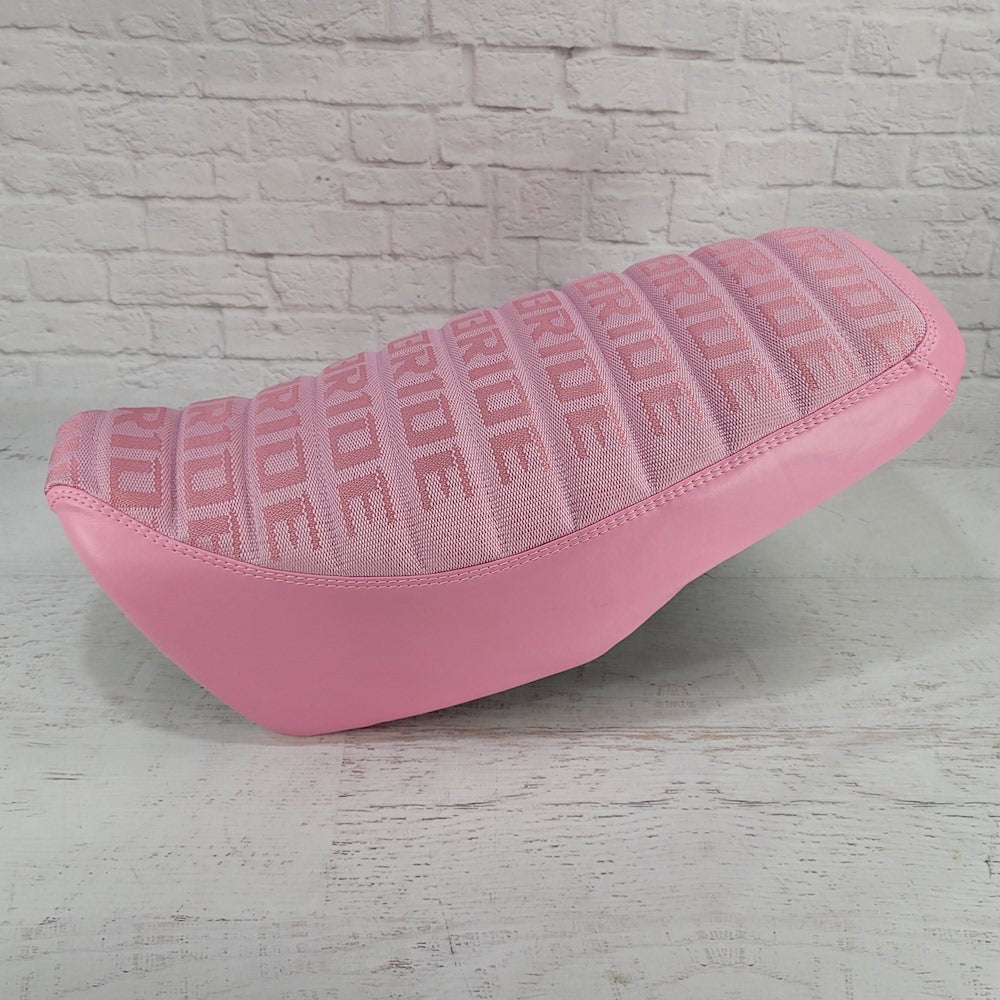 Honda Grom Pink Bride Seat Cover, handmade Honda Grom seat cover by Cheeky Seats, product detail view 2