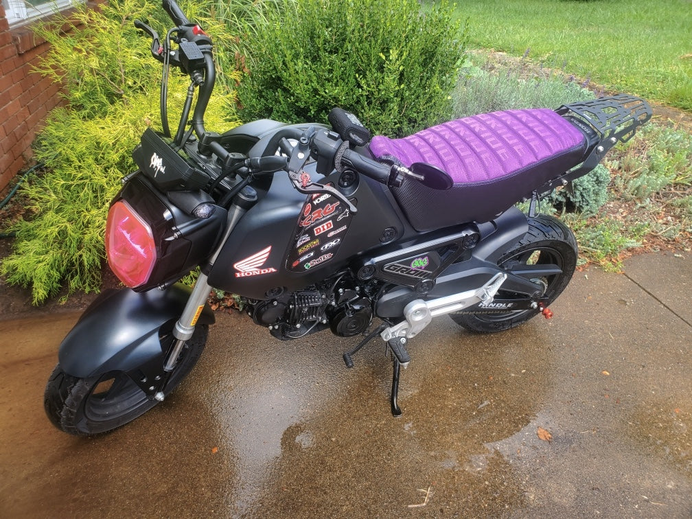 Honda Grom PURPLE BRIDE Seat Cover, handmade Honda Grom seat cover by Cheeky Seats, product detail view 2