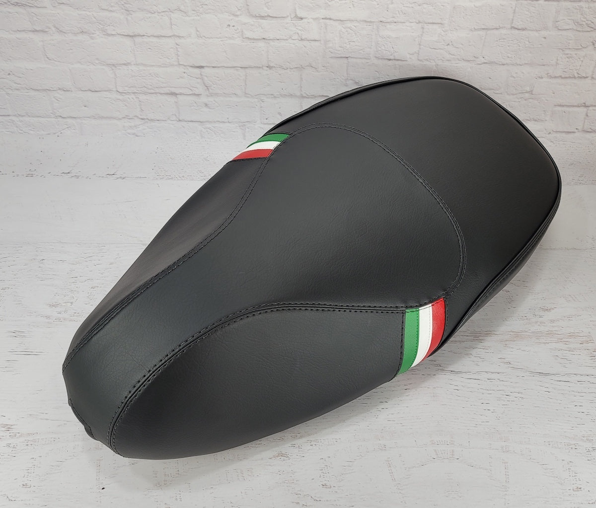 Vespa Sprint Primavera Black with Italian Racing Stripes by Cheeky Seats