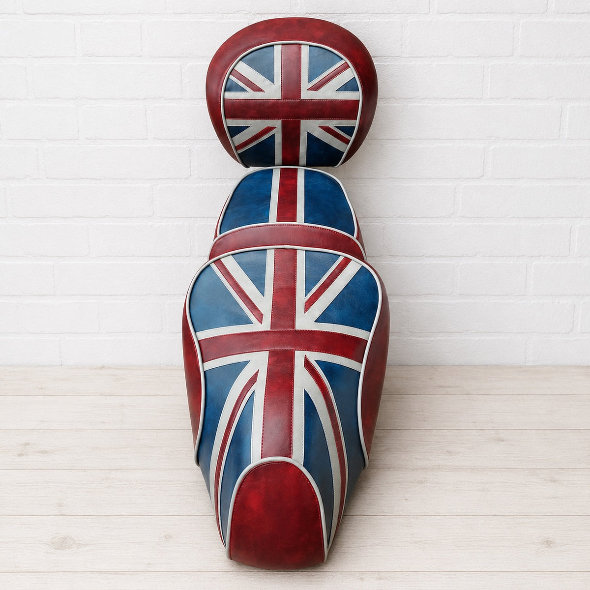 Vespa GTV Union Jack seat cover in distressed colors