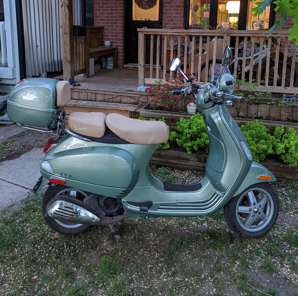 Vespa LXV camel tan seat cover by Cheeky Seats