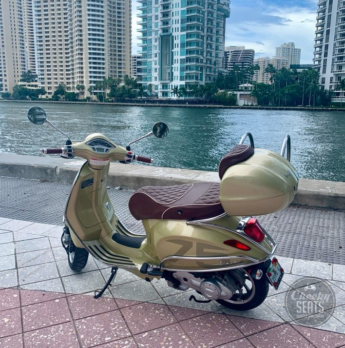 Vespa Sprint / Primavera 50 - 150 Diamond Brown Seat Cover by Cheeky Seats