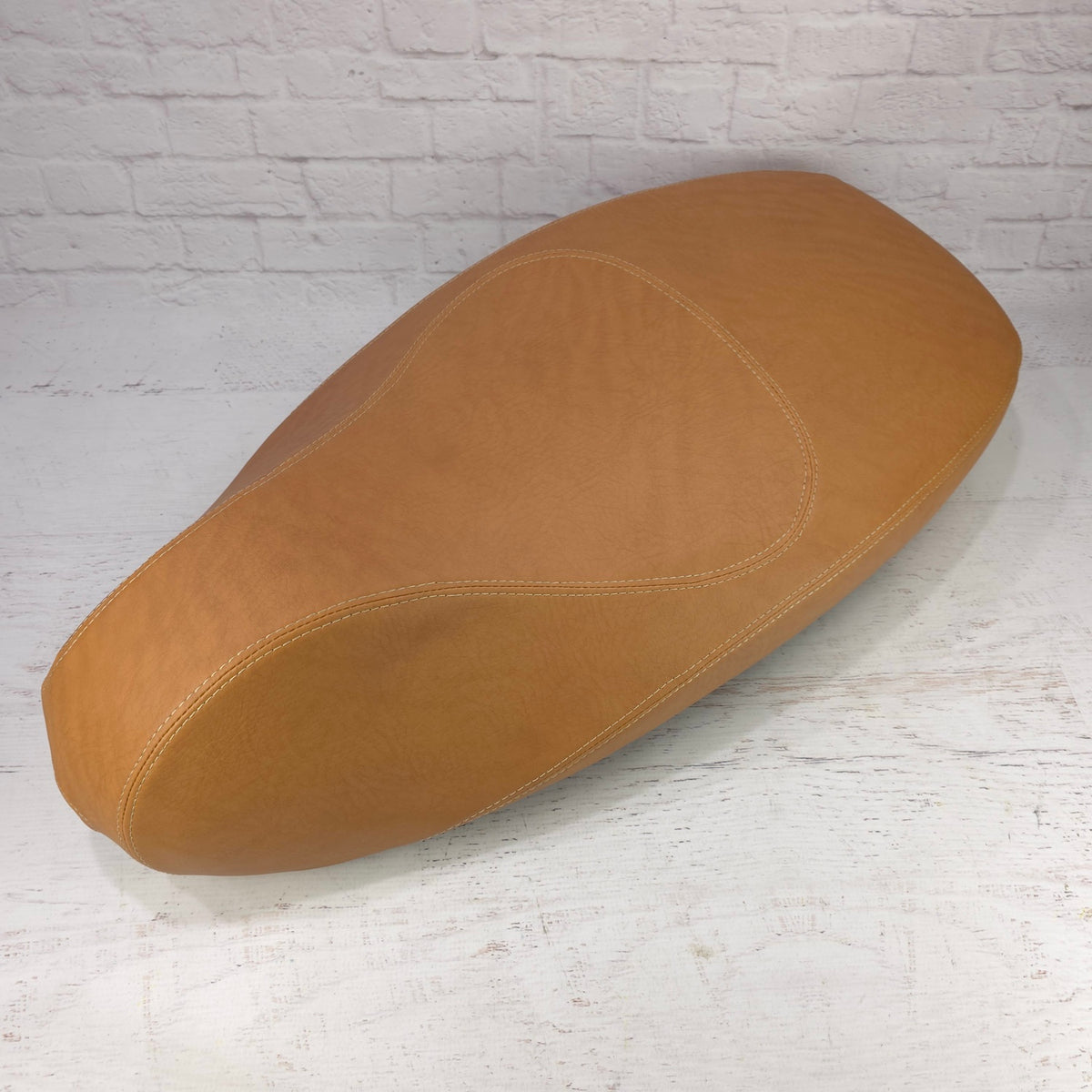 Vespa Sprint Primavera Seat Cover Golden Matte Saddle Tan French Seams by Cheeky Seats