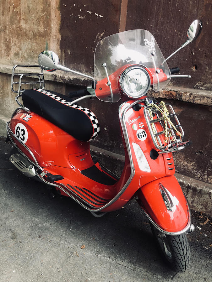 Vespa Sprint / Primavera Checkered Stripe Seat Cover by Cheeky Seats