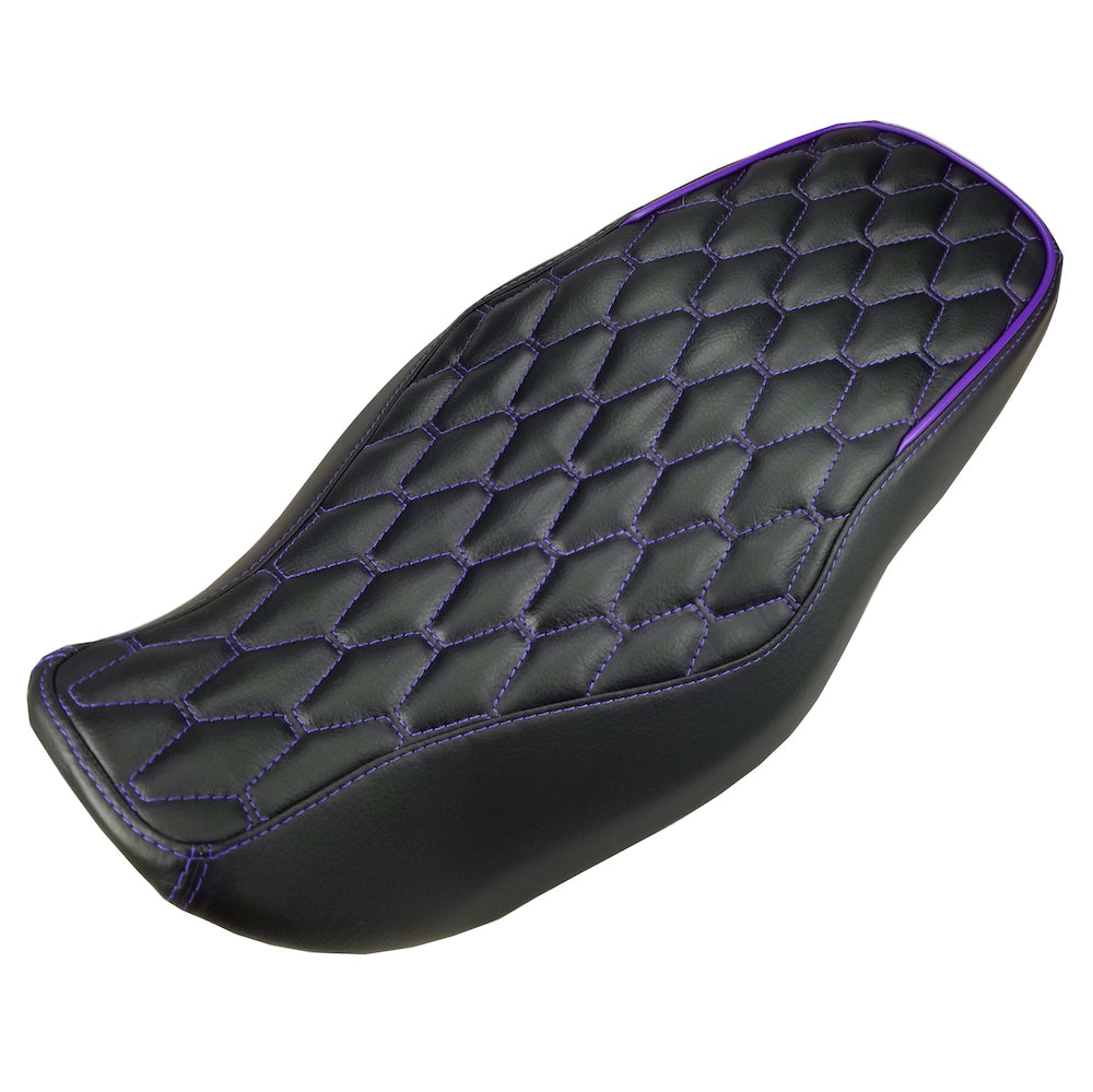 Honda Grom Long Diamond Hex Seat Cover, handmade Honda Grom seat cover by Cheeky Seats, product detail view 3