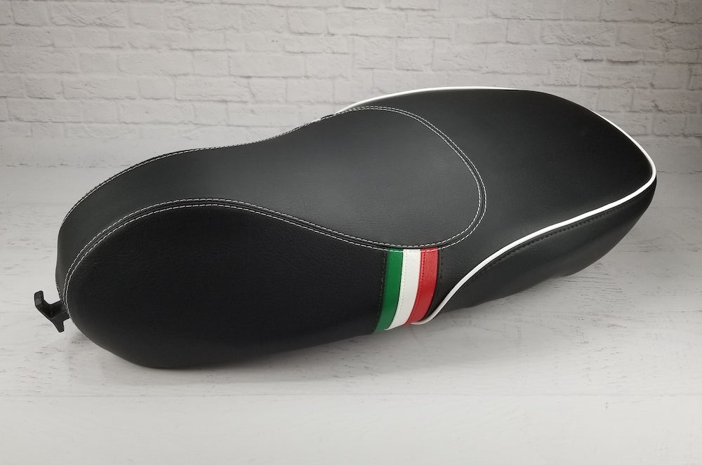 Vespa Sprint Primavera Black with Italian Racing Stripes by Cheeky Seats
