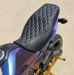 Honda Grom Long Diamond Hex Seat Cover, handmade Honda Grom seat cover by Cheeky Seats, featured product view