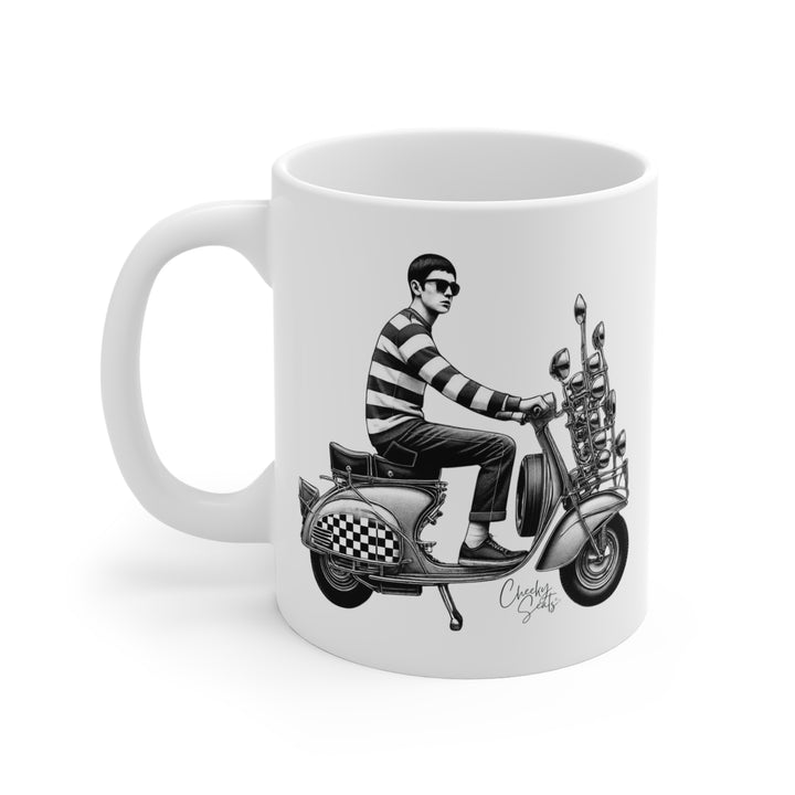 Mod Scooterist Vintage Scooter Cheeky Seats Coffee Mug