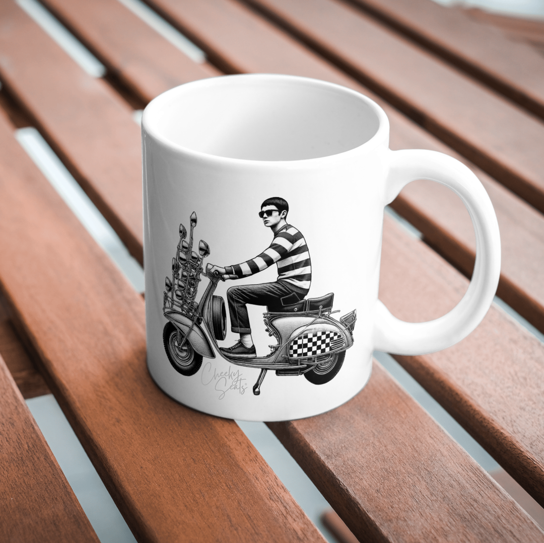 Mod Scooterist Vintage Scooter Cheeky Seats Coffee Mug