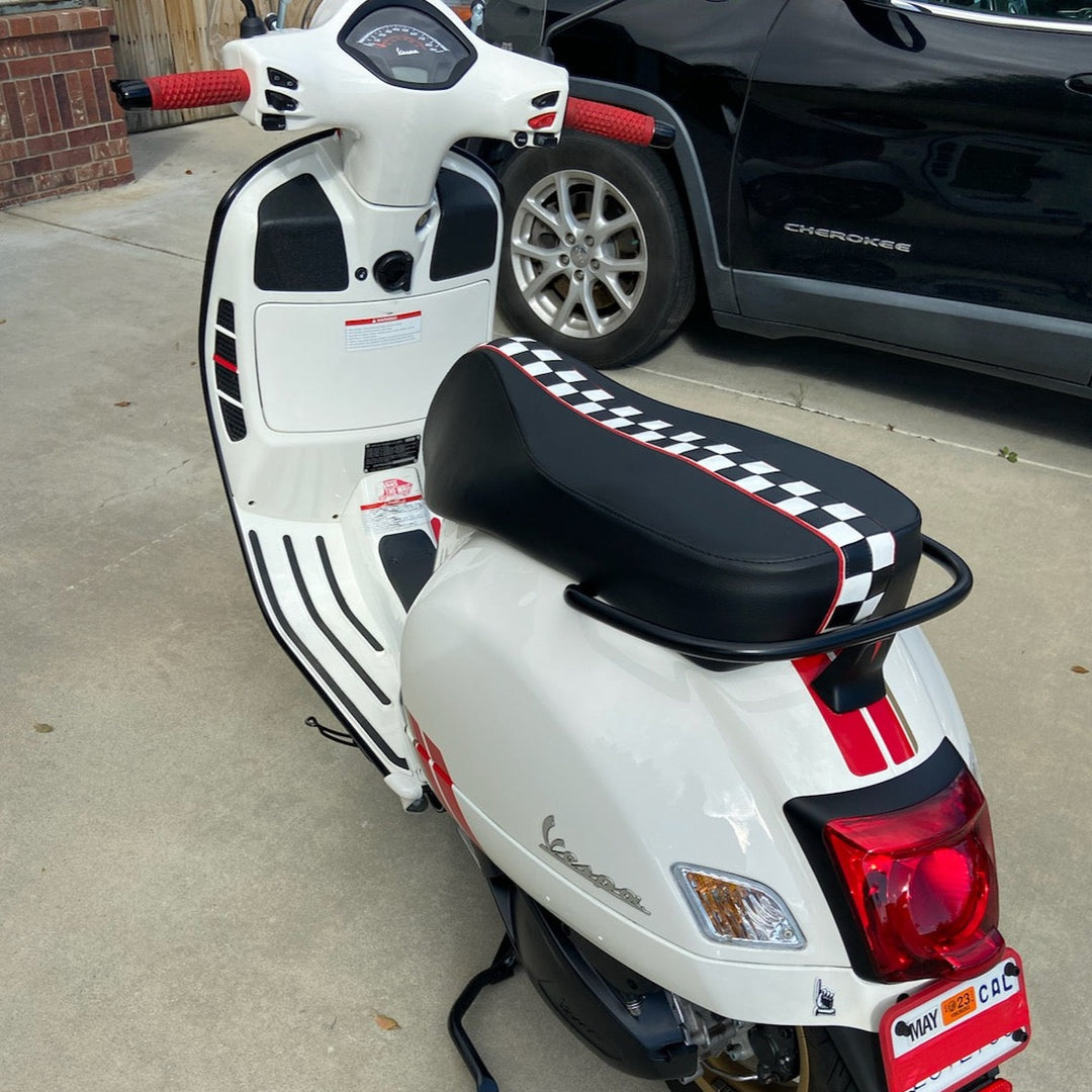 Vespa GTS Checkered Racing Stripe Seat Cover