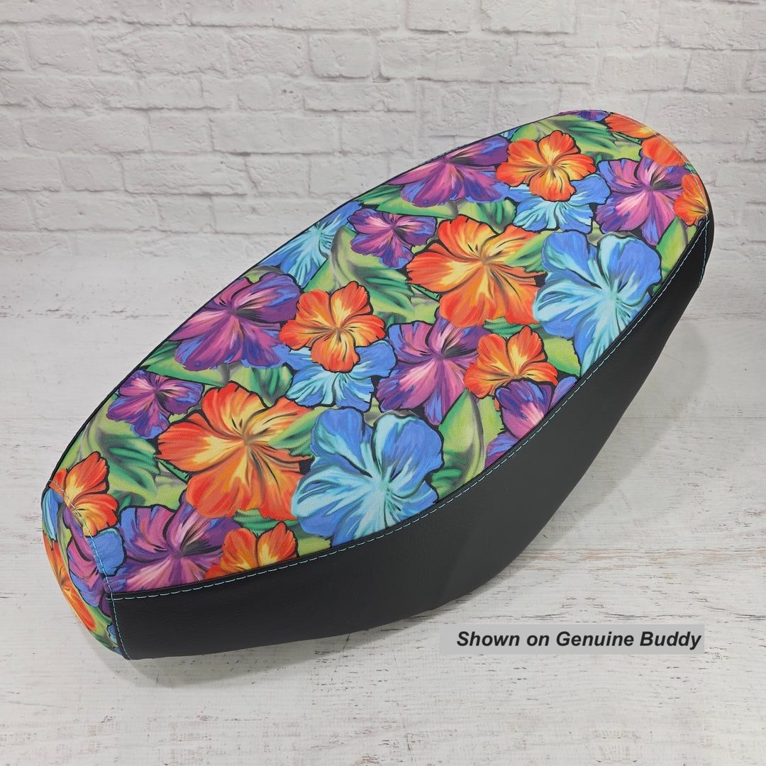Hawaiian Flower Waterproof Scooter Seat Cover - Mahalo! for Vespa · Honda · Kymco · Genuine · Lance · More