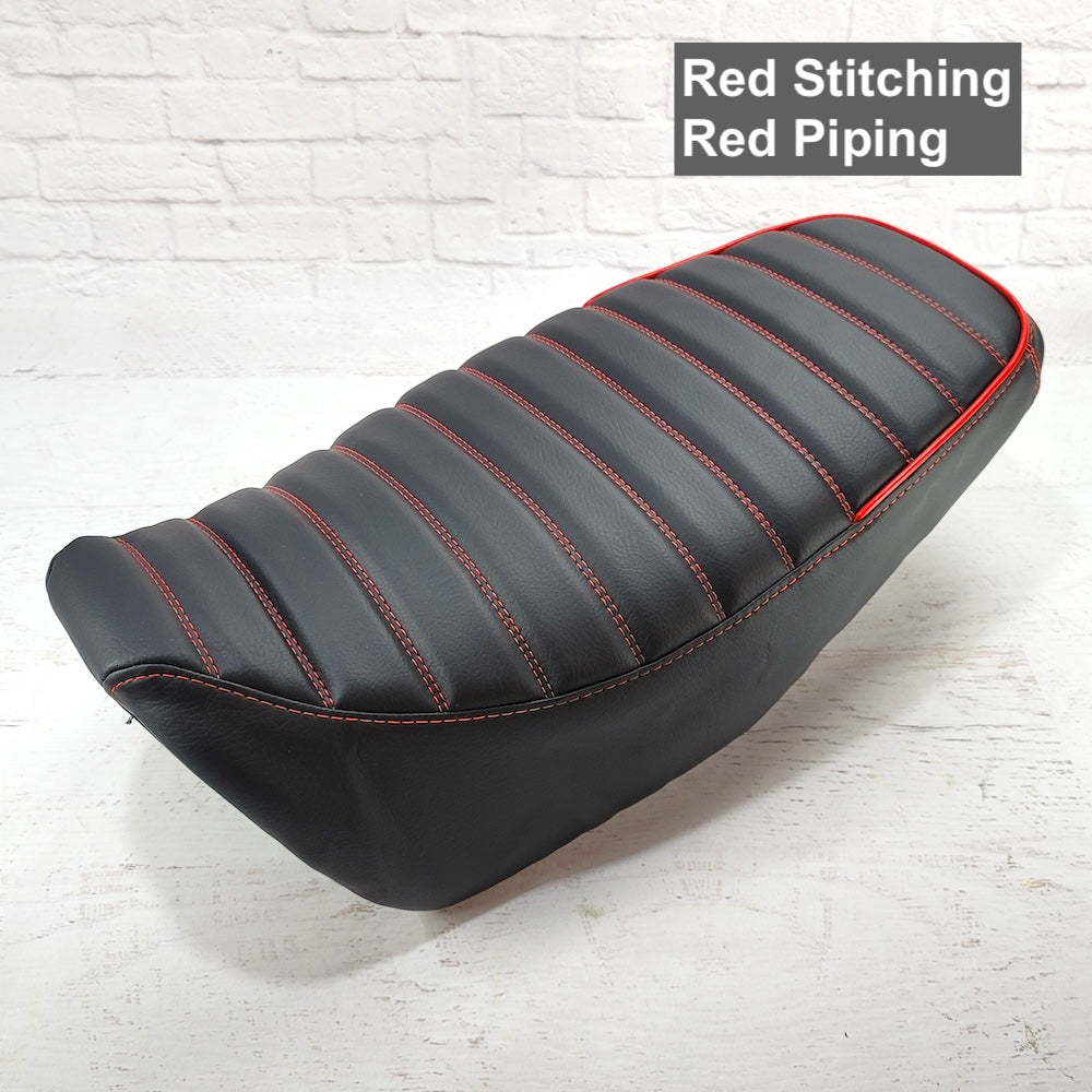 Ready to Ship! 2022-26 Honda Grom Tuck and Roll Seat Cover with Piping, handmade Honda Grom seat cover by Cheeky Seats, product detail view 4