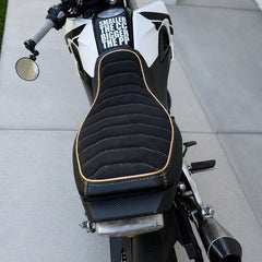 Honda Grom Rayas Alcantara® Suede Seat Cover, handmade Honda Grom seat cover by Cheeky Seats, featured product view