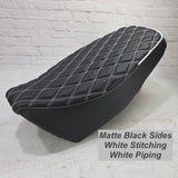 Ready to Ship! 2022-26 Honda Grom Diamond Seat Cover with Piping, handmade Honda Grom seat cover by Cheeky Seats, product detail view 2
