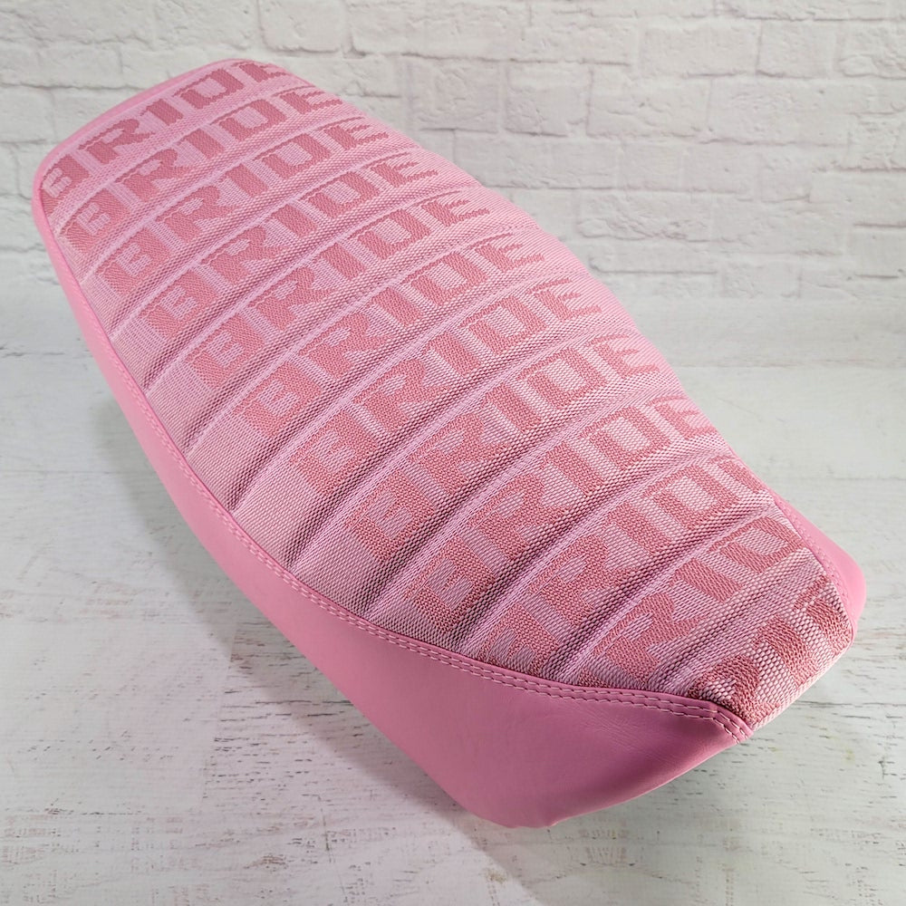 Honda Grom Pink Bride Seat Cover, handmade Honda Grom seat cover by Cheeky Seats, featured product view