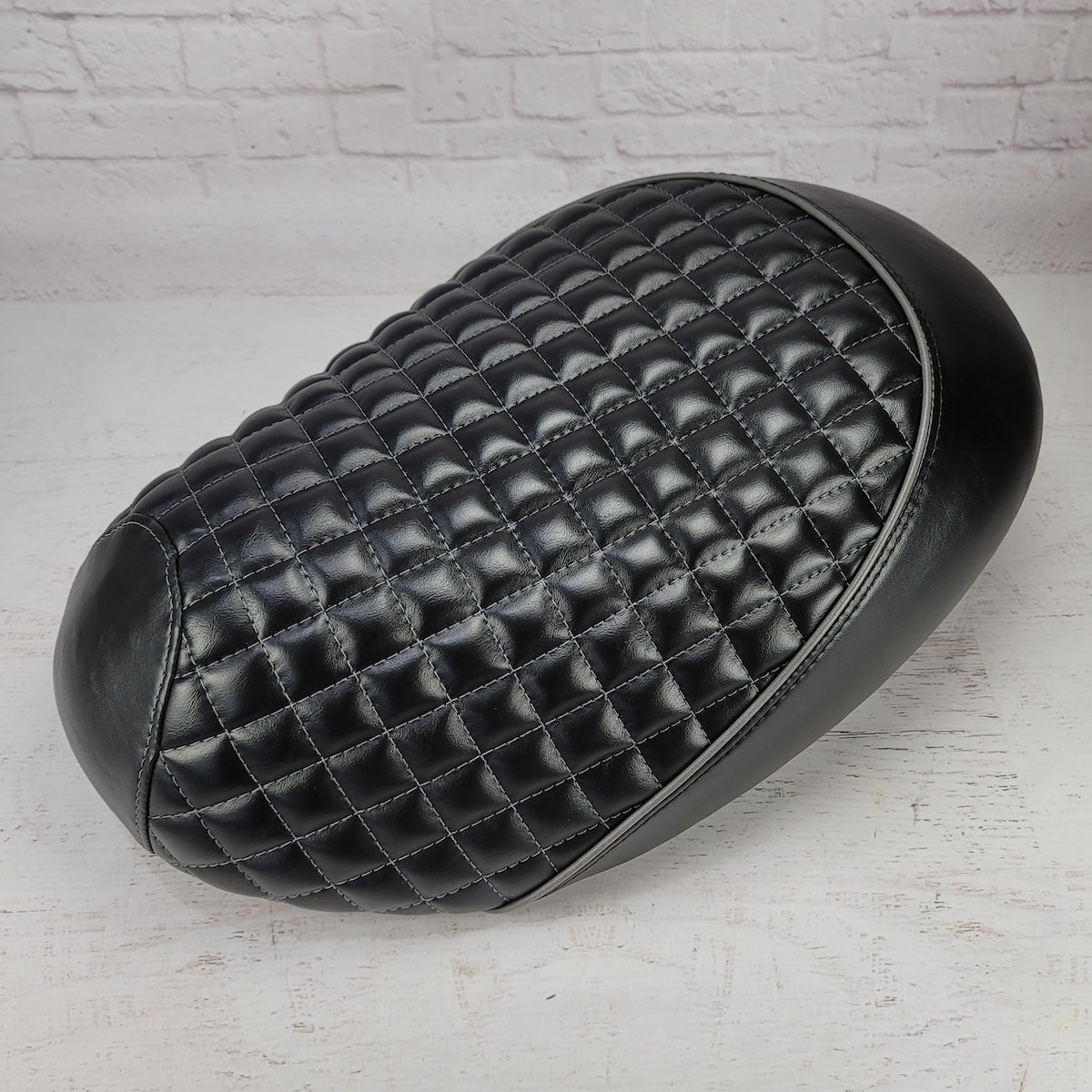 Honda Metropolitan 2002-2026 Chicklets Grid Seat Cover, handmade Honda Metropolitan seat cover by Cheeky Seats, product detail view 4