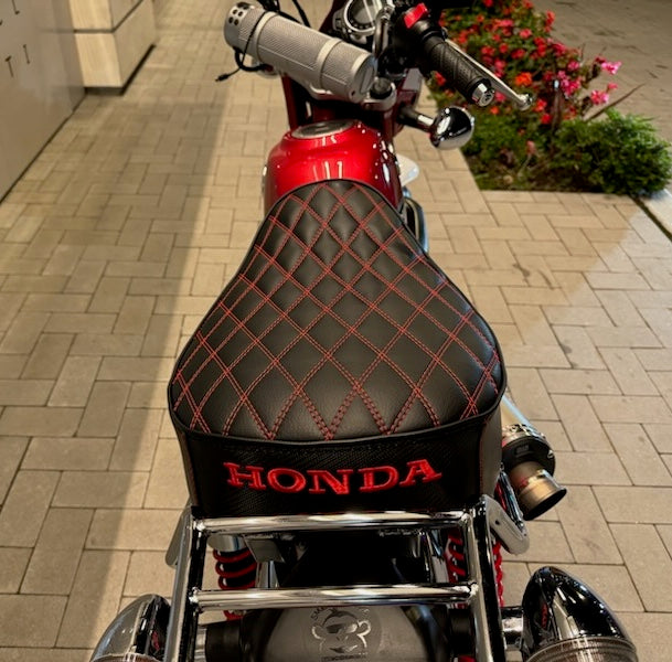 Honda Monkey Double Diamond Stitch with Piping Seat Cover Handmade