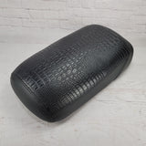 All-black faux crocodile-textured waterproof Maddog seat cover, three-quarter view, handmade by Cheeky Seats