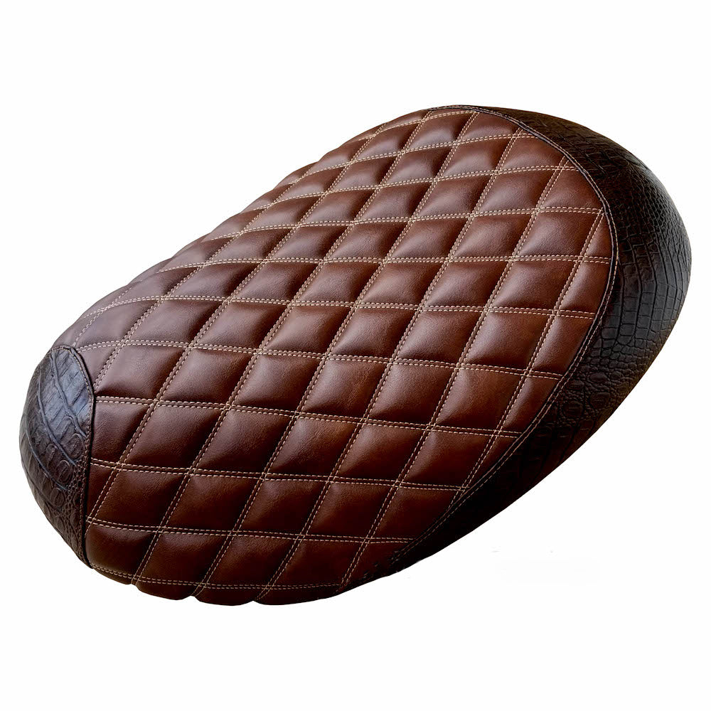 Honda Metropolitan 2002 - 2026 Whiskey Brown Diamond Seat Cover, handmade Honda Metropolitan seat cover by Cheeky Seats, product detail view 2