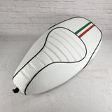 Vespa Sprint / Primavera Rosso Veloce Seat Cover with Italian Racing Stripe by Cheeky Seats