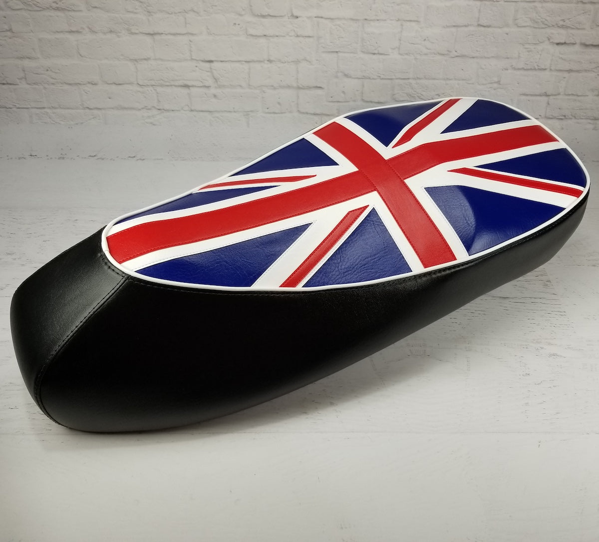 Vespa GTS British flag Union Jack seat cover, handmade by Cheeky Seats