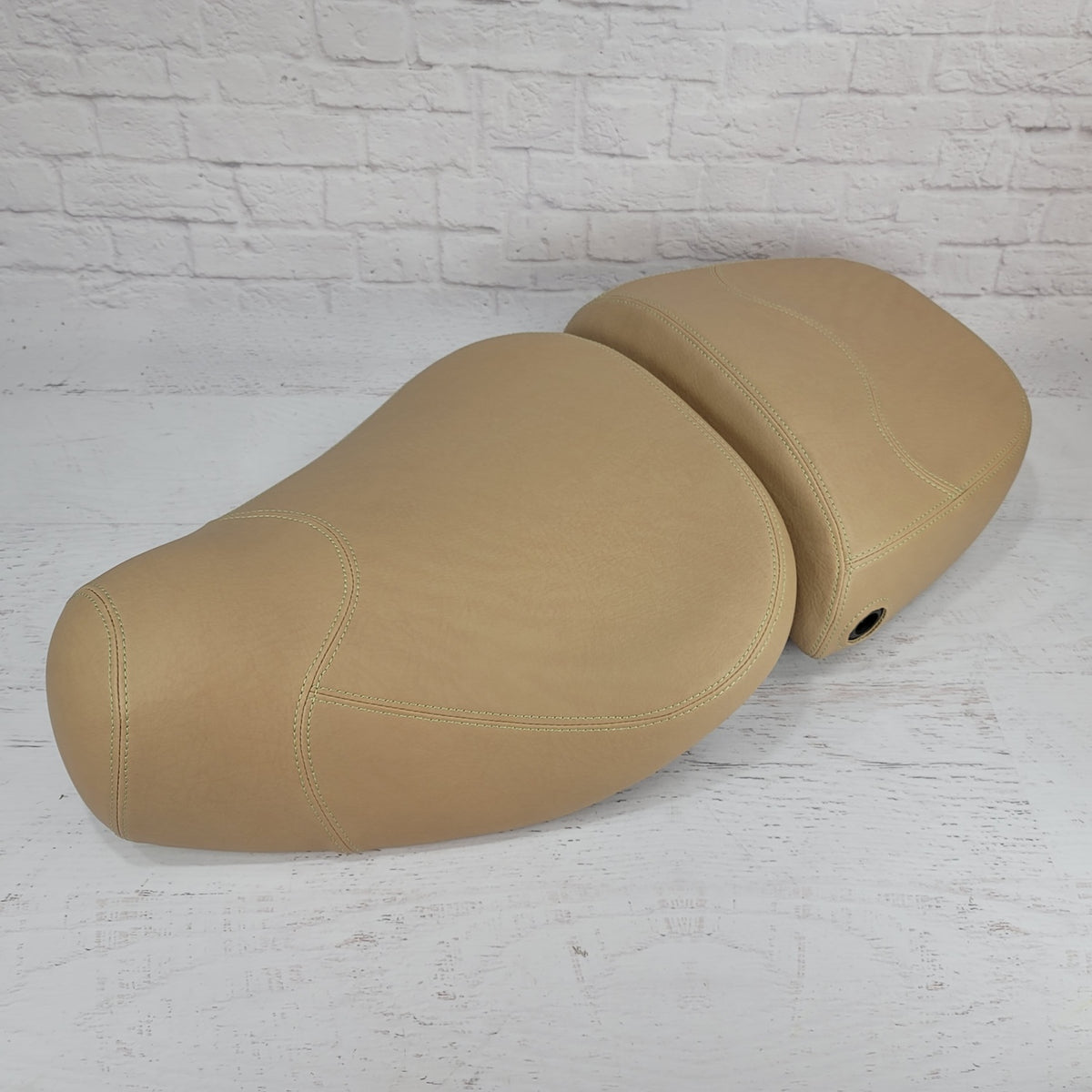 Vespa LXV camel tan seat cover French seams handmade