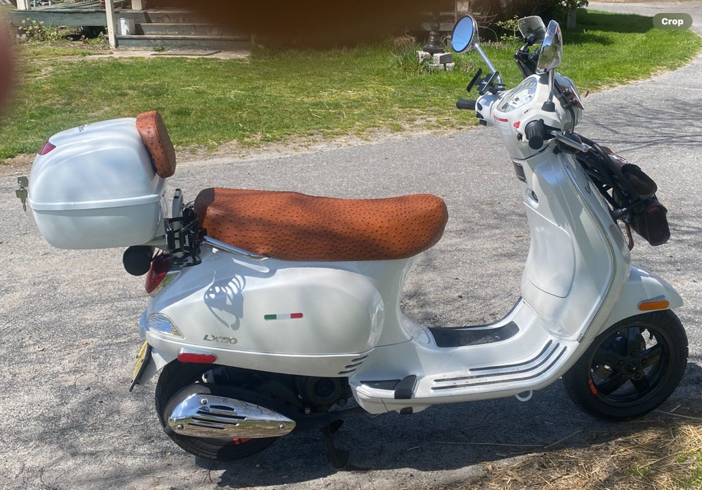 Vespa LX Seat Cover Brown Ostrich Handmade