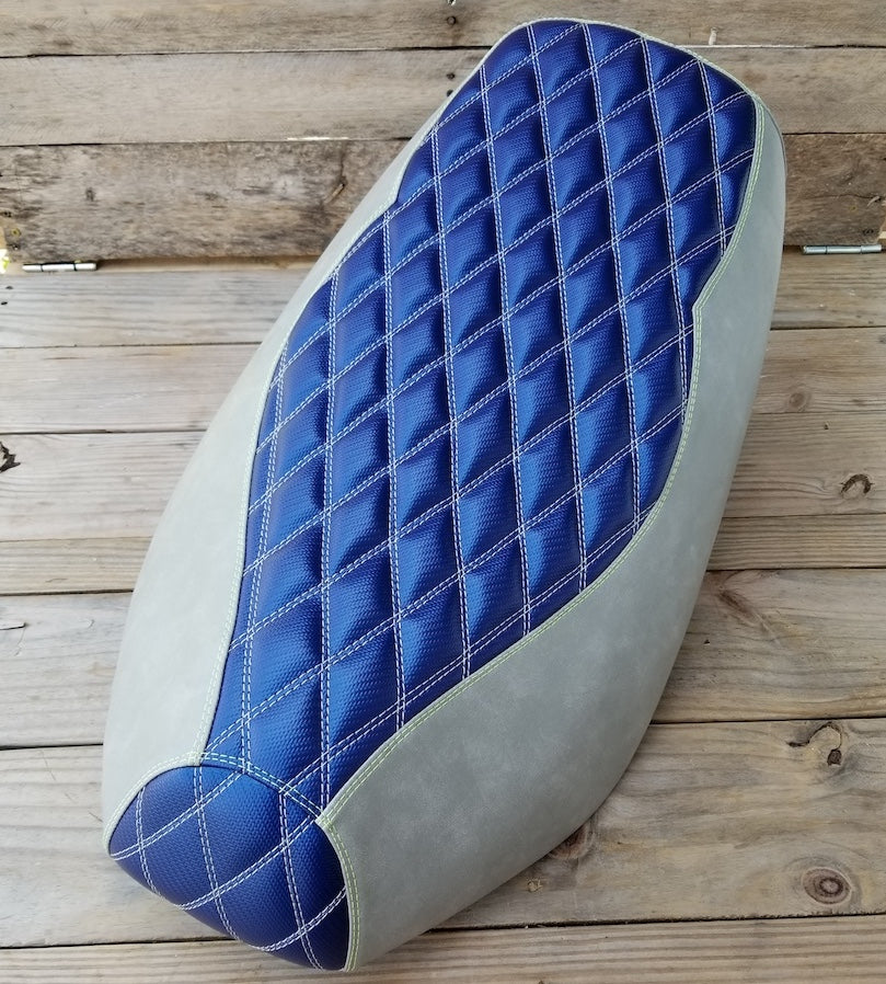 Yamaha Zuma 50 Blue and Gray Double Diamond Seat Cover