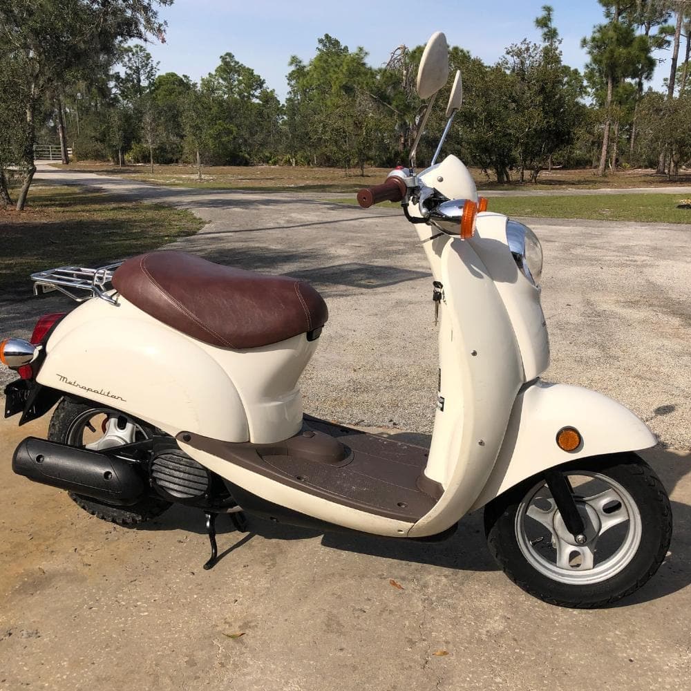 READY TO SHIP !  Honda Metropolitan CH50 NCW50 Distressed Whiskey Brown Seat Cover French Seams