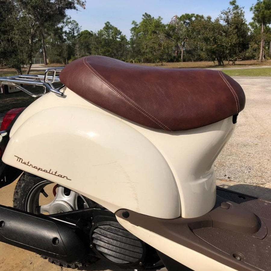 Honda Metropolitan Faux Leather Brown Seat Cover Cheeky Seats