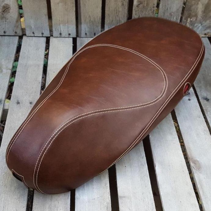 READY TO SHIP!  Vespa Sprint / Primavera Distressed Whiskey Seat Cover by Cheeky Seats