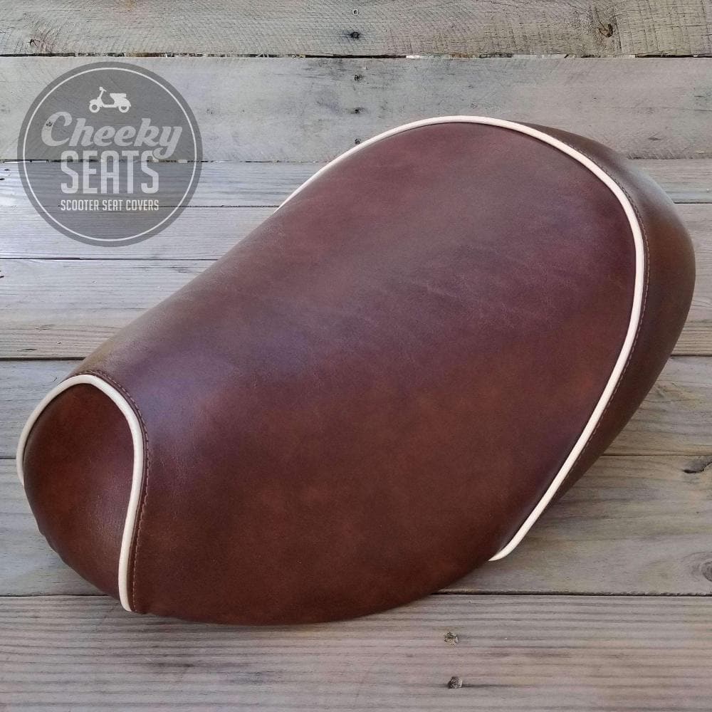 Honda Metropolitan Distressed seat cover with Piping, handmade Honda Metropolitan seat cover by Cheeky Seats, product detail view 3
