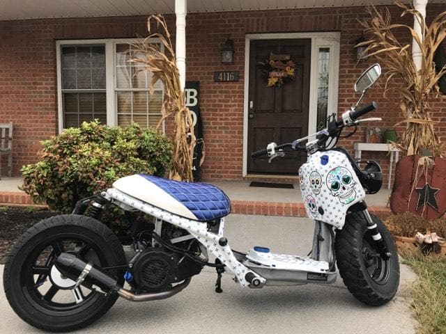 Honda Metropolitan Blue Diamond Seat Cover handmade, handmade Honda Metropolitan seat cover by Cheeky Seats, product detail view 5